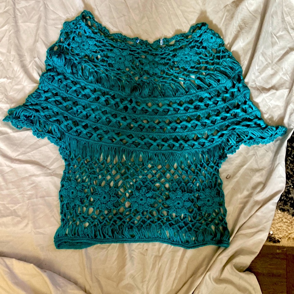 Sweater turquoise crotchet